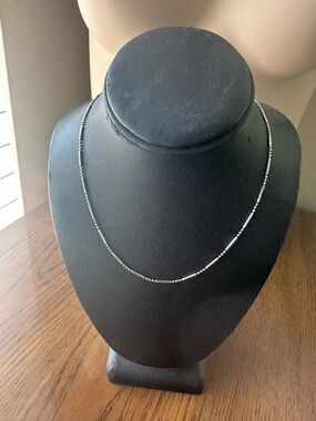 Vintage Italy 925 Sterling Silver 16" Bar and Bead Chain Necklace Made in Italy.